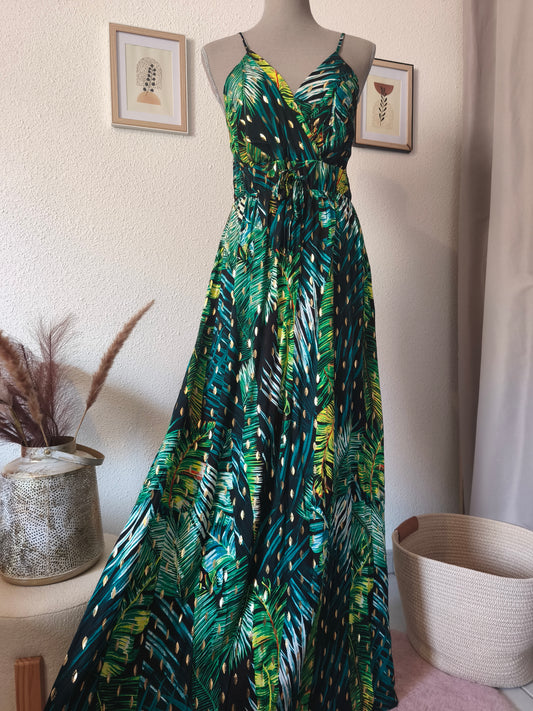 Robe Longue Jungle aux pétales dorées